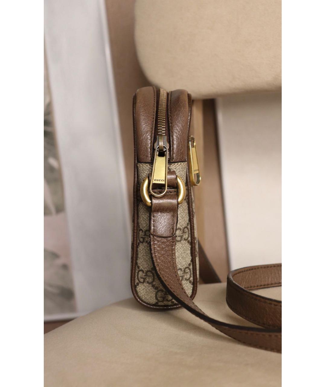 GUCCI Бежевая сумка через плечо из канвы, фото 2