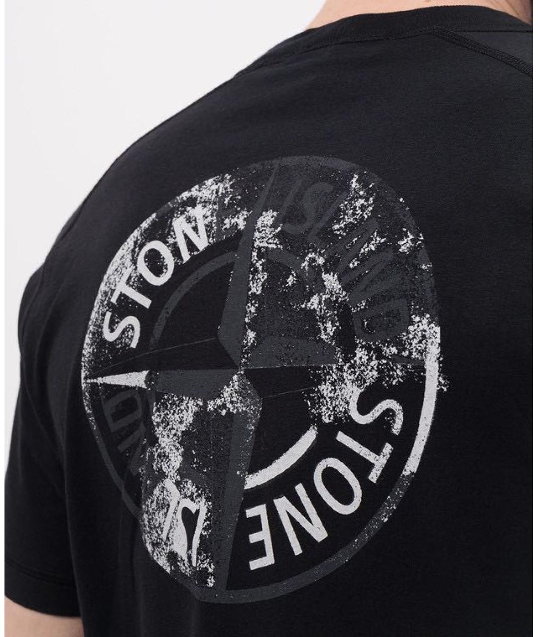 STONE ISLAND Черная хлопковая футболка, фото 4
