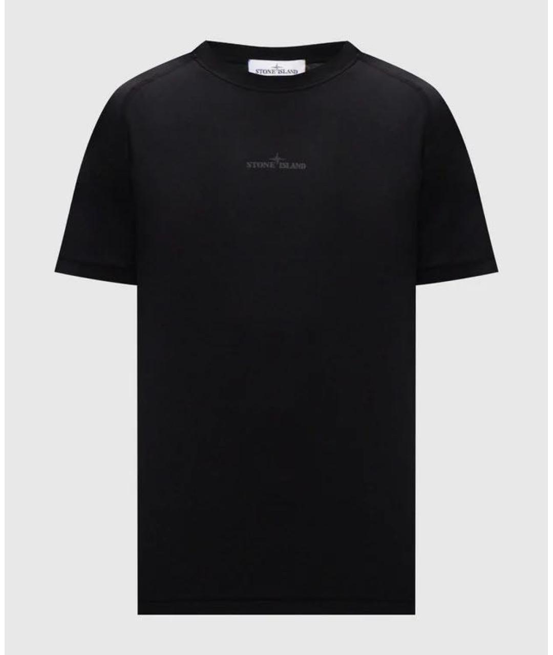 STONE ISLAND Черная хлопковая футболка, фото 5