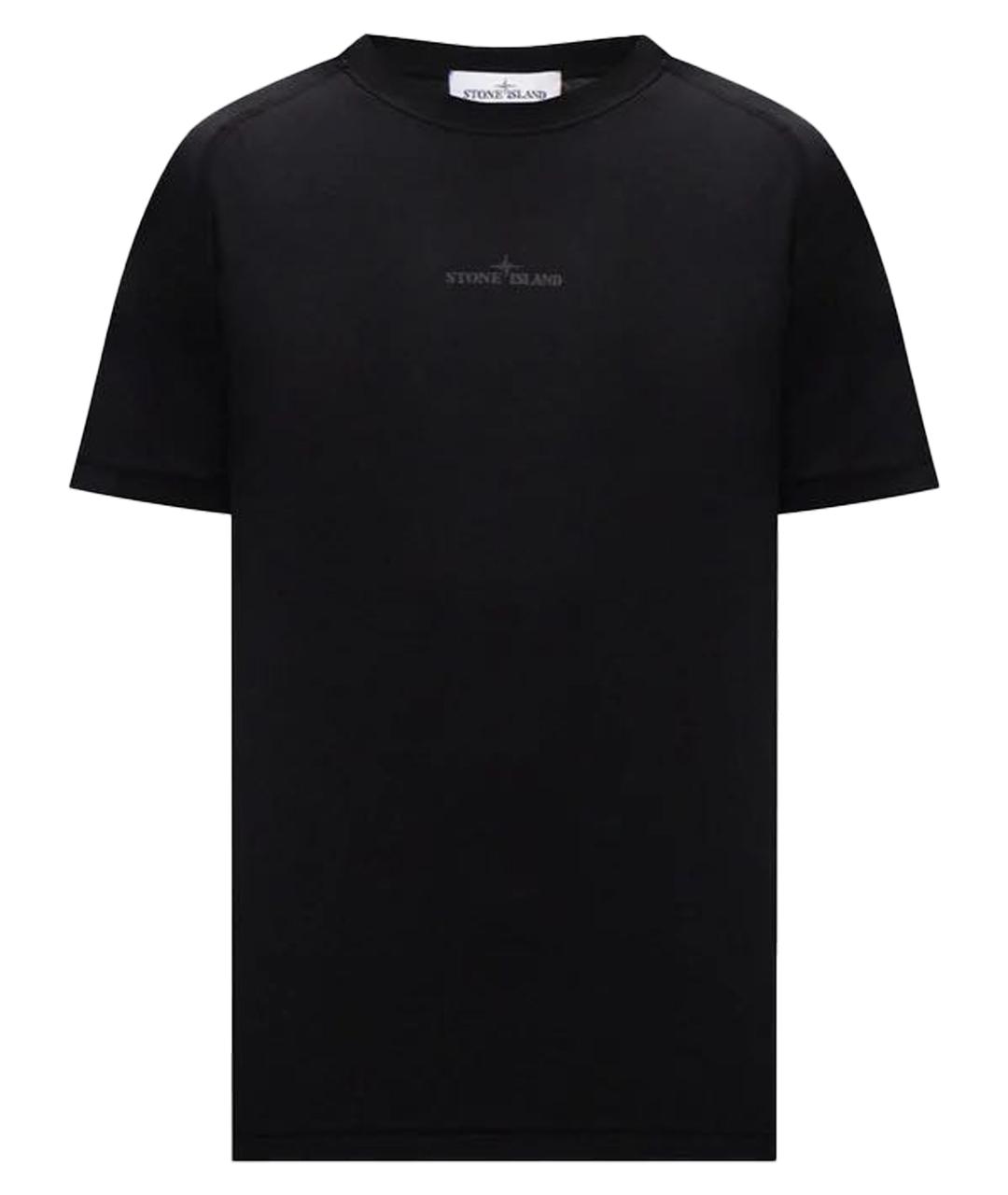 STONE ISLAND Черная хлопковая футболка, фото 1