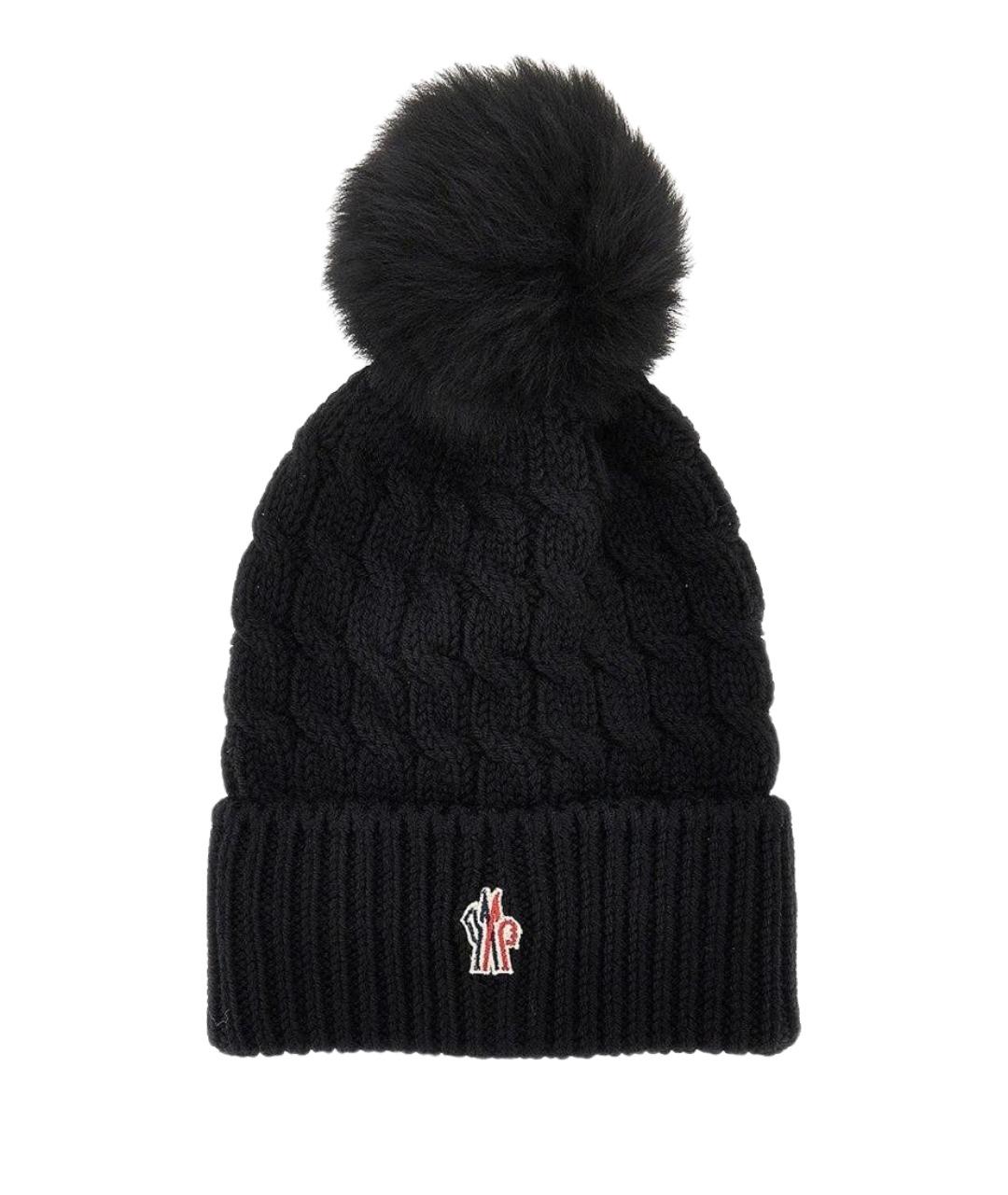 MONCLER GRENOBLE Черная шерстяная шапка, фото 1