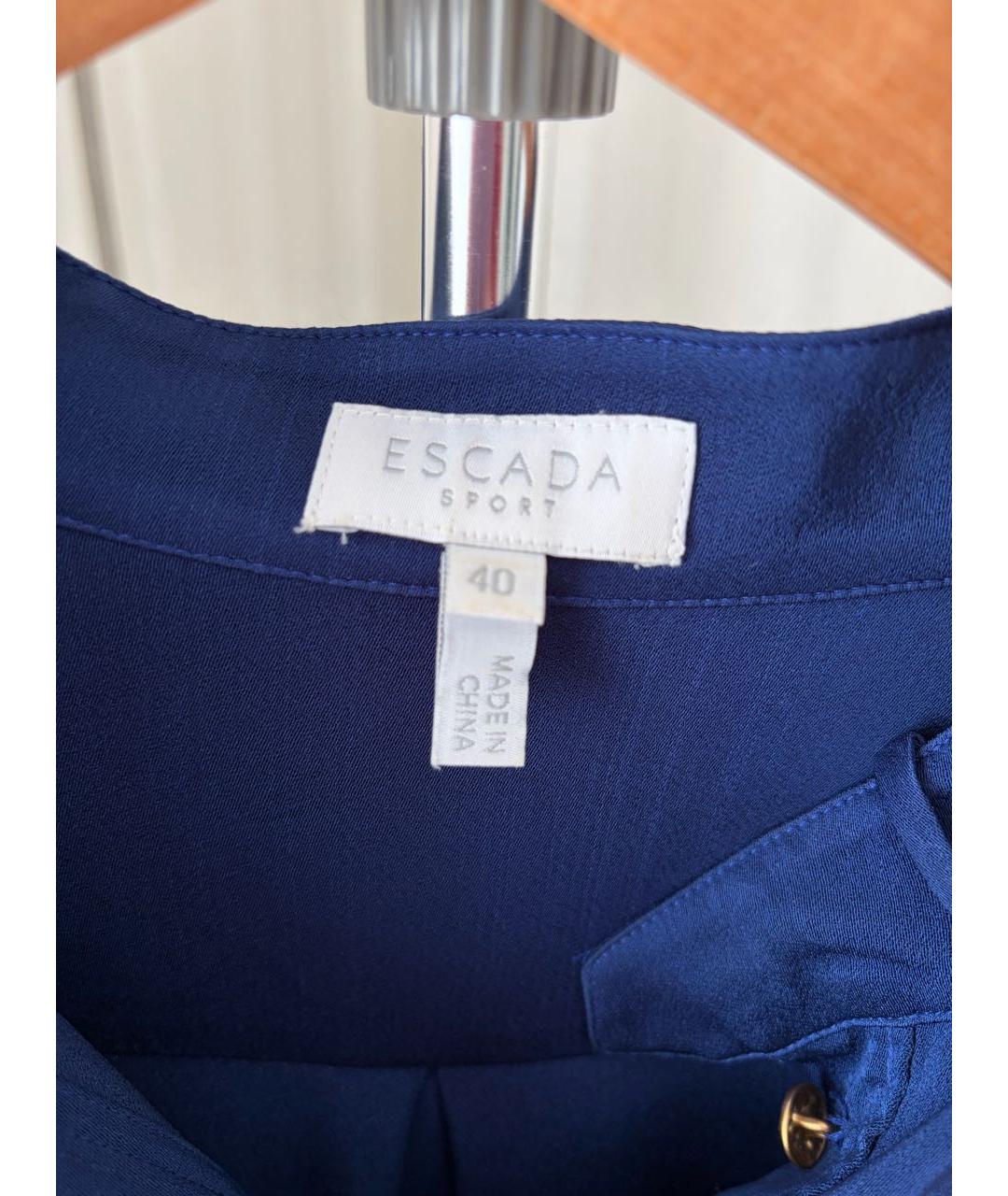 ESCADA Синее хлопко-эластановое повседневное платье, фото 3