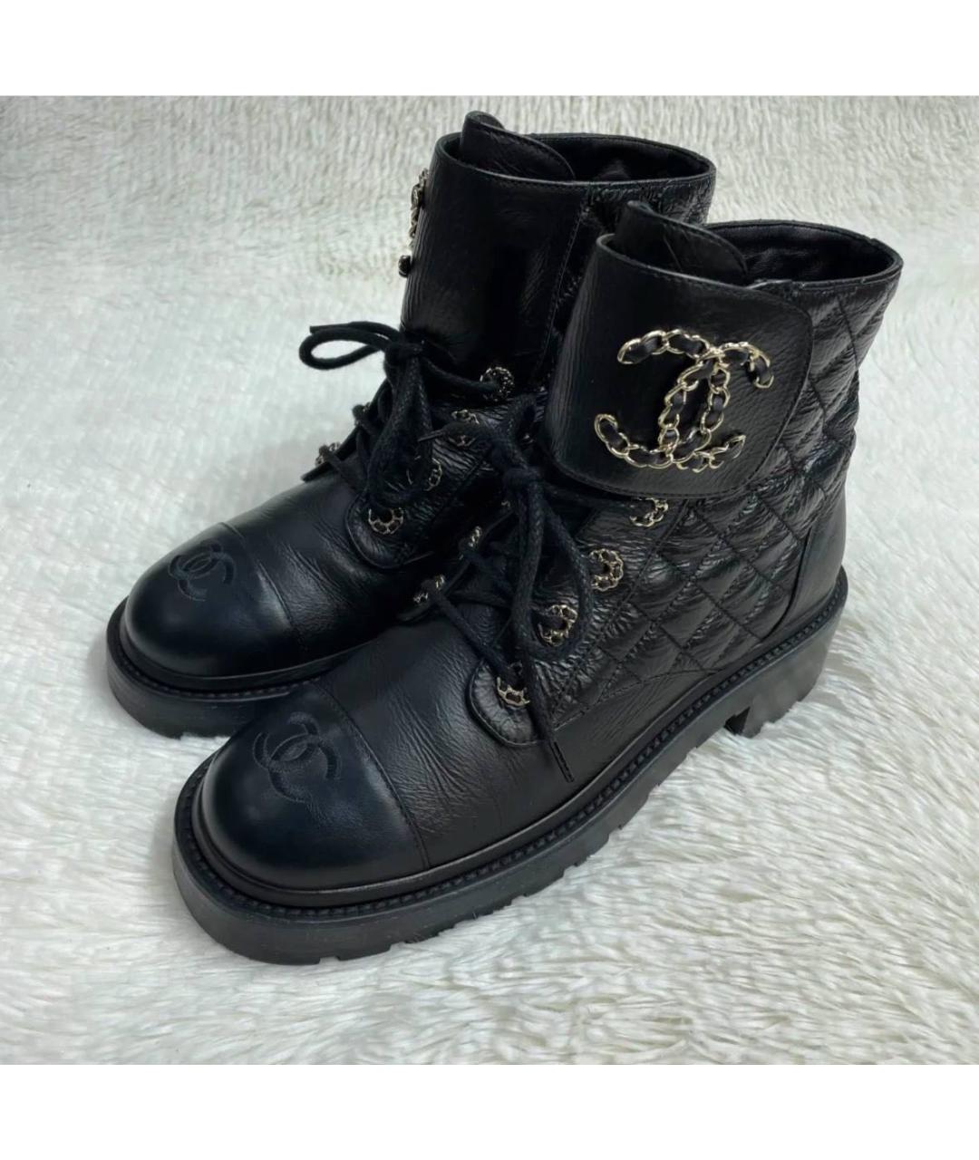 CHANEL Черные кожаные ботинки, фото 4