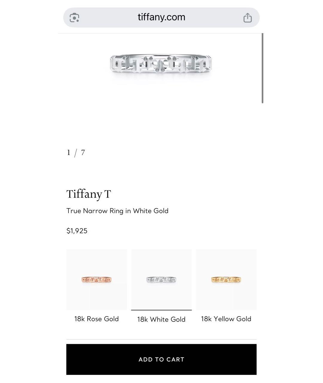 TIFFANY&CO Серебряное кольцо из белого золота, фото 5