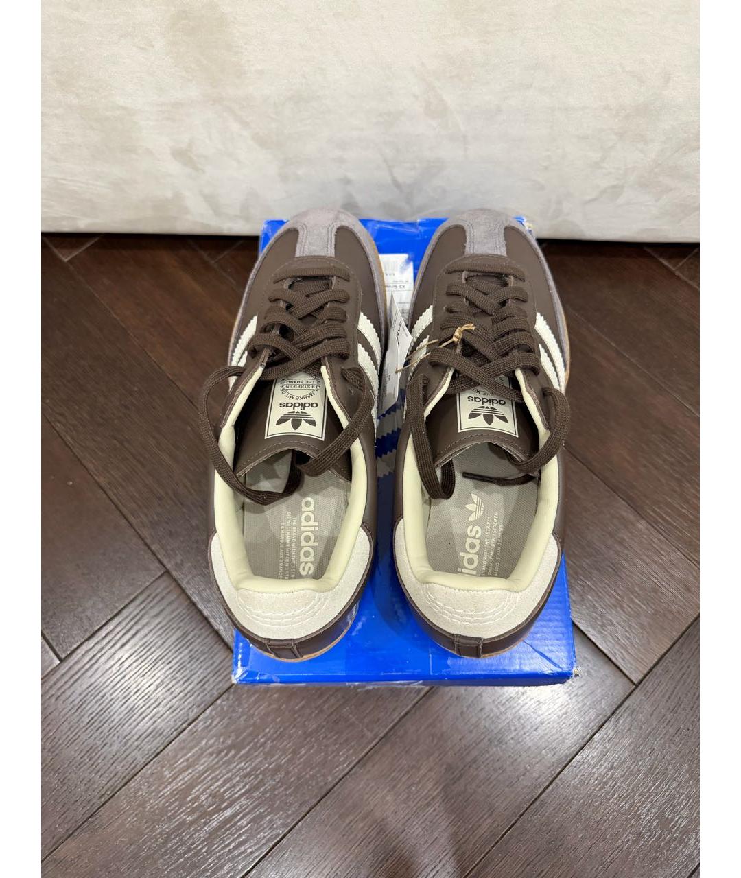 ADIDAS Коричневые кожаные низкие кроссовки / кеды, фото 2
