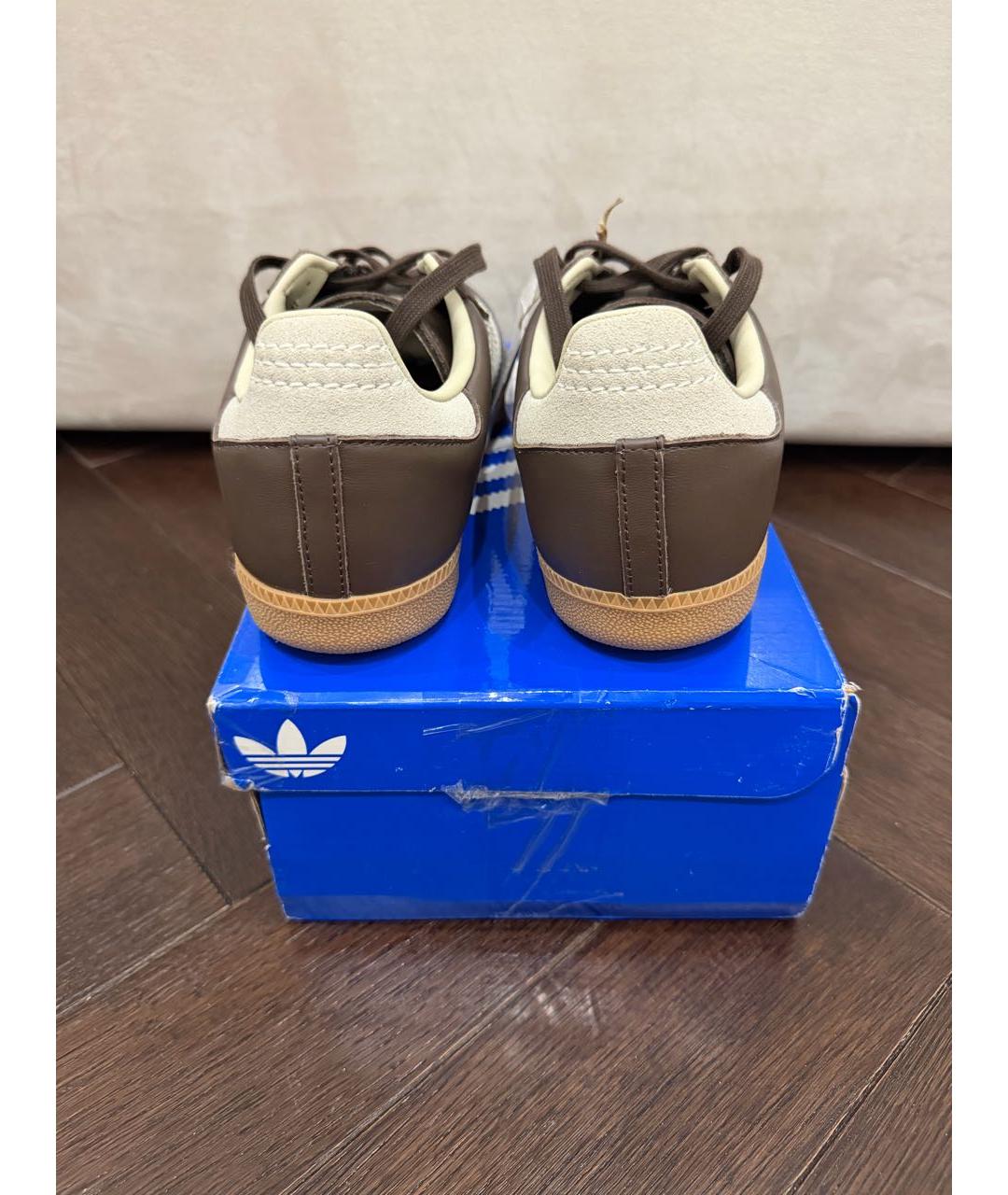 ADIDAS Коричневые кожаные низкие кроссовки / кеды, фото 3