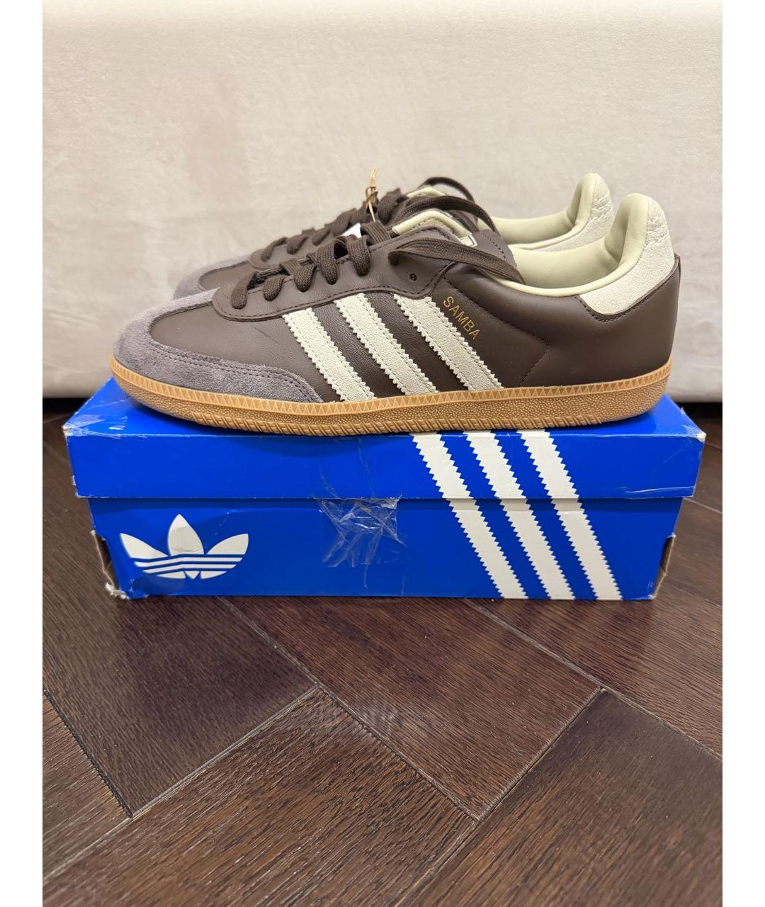 ADIDAS Коричневые кожаные низкие кроссовки / кеды, фото 8