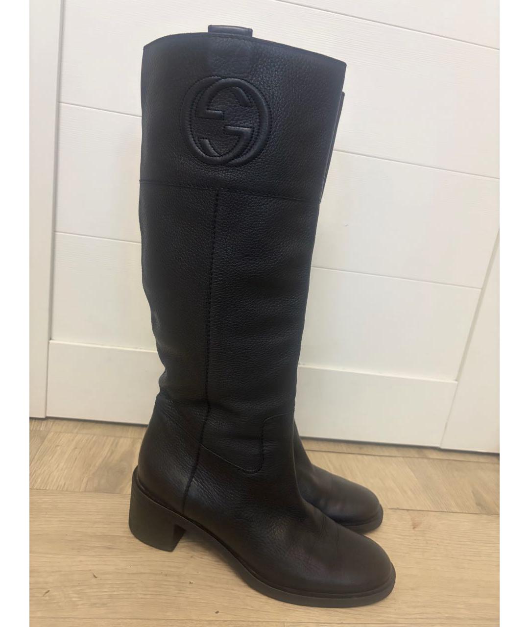 GUCCI Черные кожаные сапоги, фото 8
