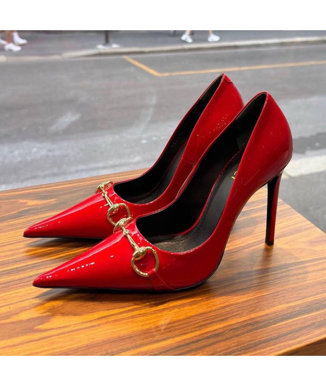 GUCCI Красные кожаные туфли, фото 8