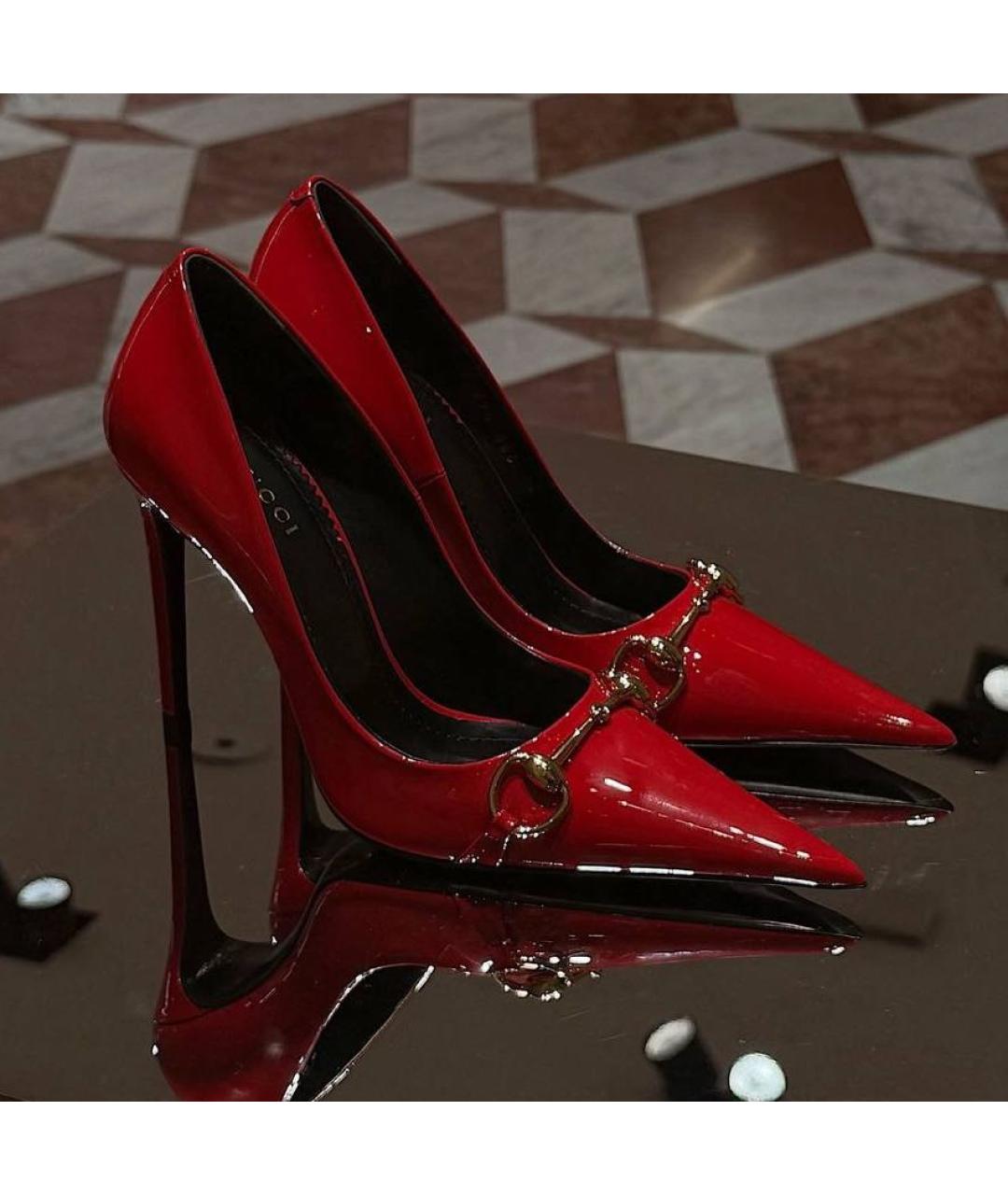 GUCCI Красные кожаные туфли, фото 3