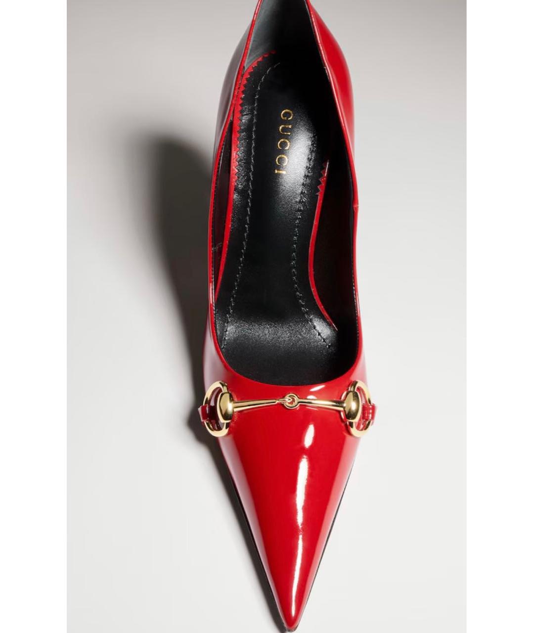GUCCI Красные кожаные туфли, фото 6