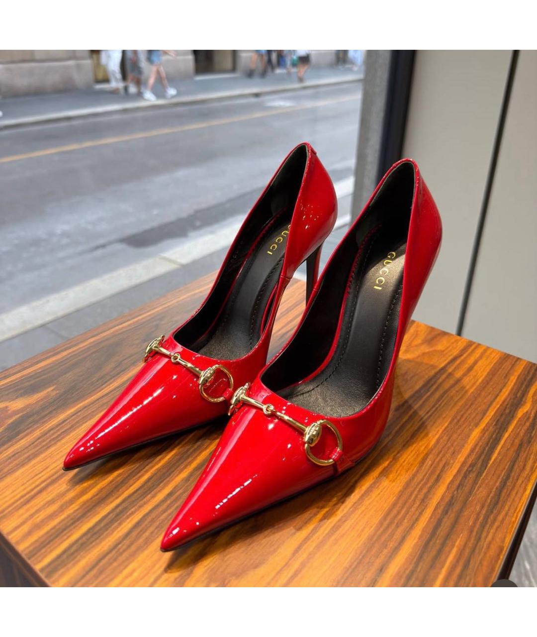 GUCCI Красные кожаные туфли, фото 2