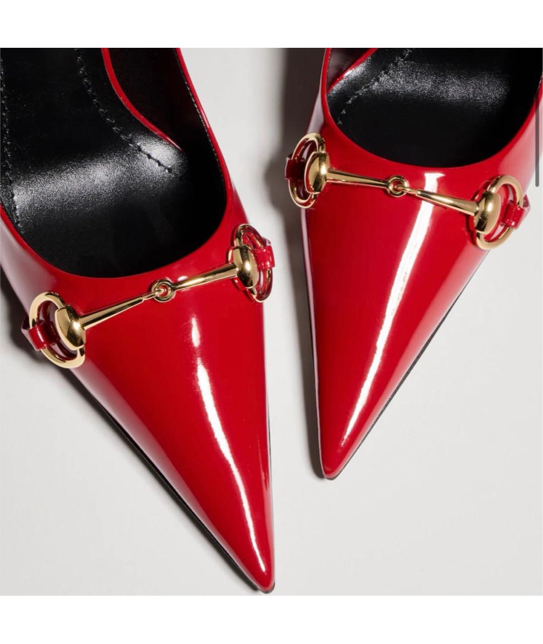GUCCI Красные кожаные туфли, фото 5