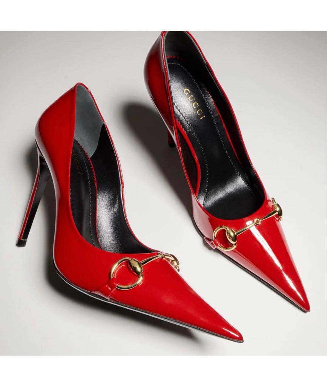 GUCCI Красные кожаные туфли, фото 4