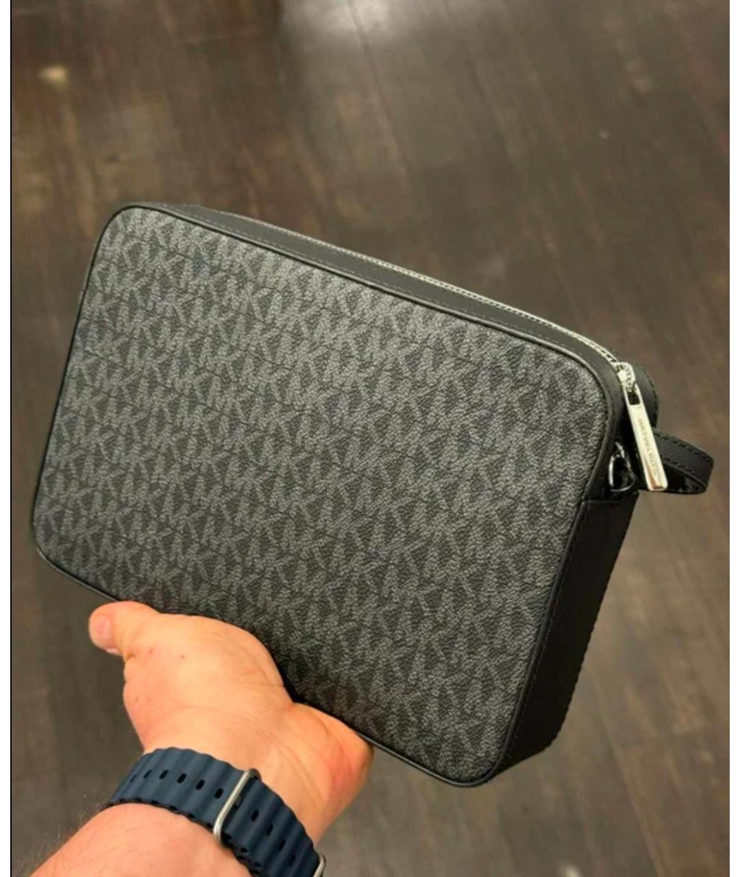 MICHAEL KORS Черная сумка через плечо из канвы, фото 4
