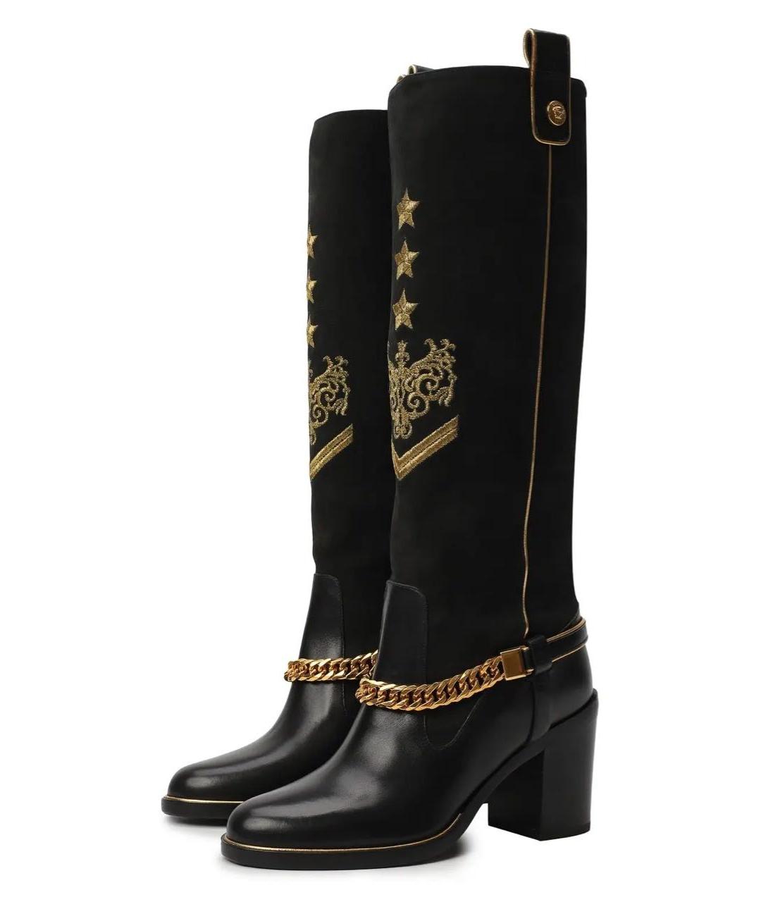 VERSACE Черные кожаные сапоги, фото 4
