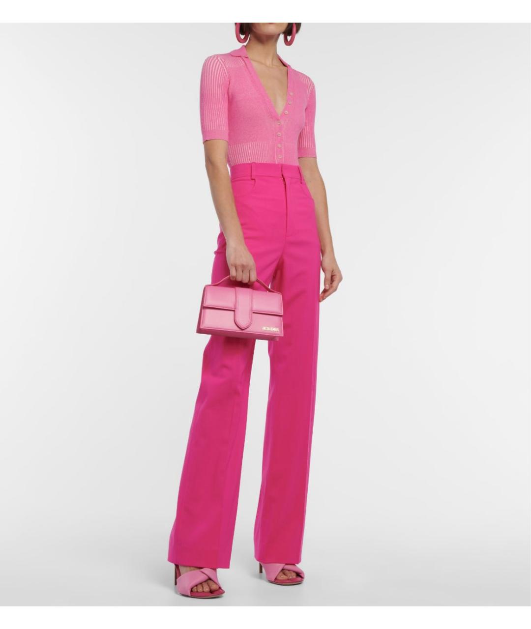 JACQUEMUS Розовая кожаная сумка с короткими ручками, фото 5