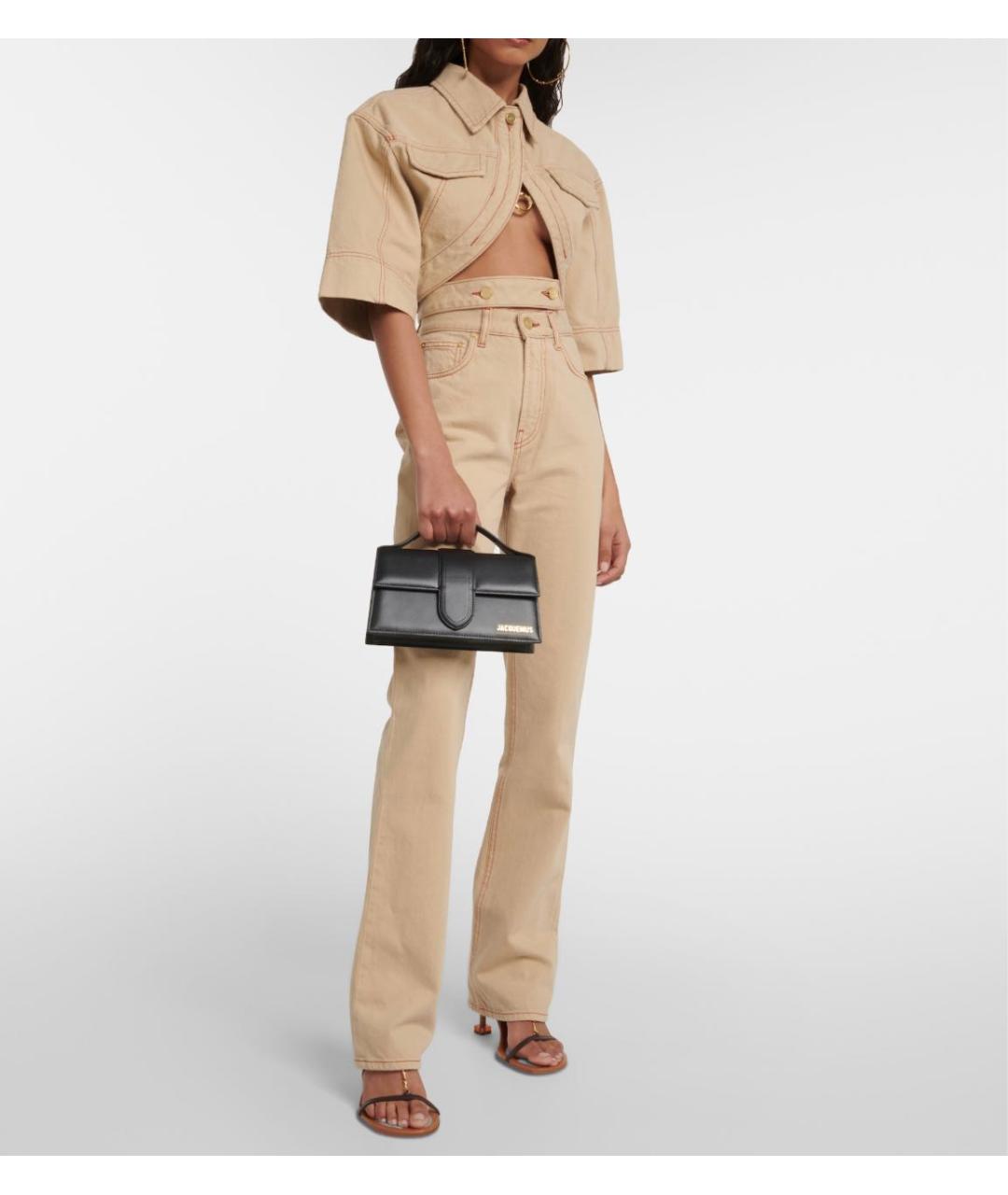 JACQUEMUS Черная кожаная сумка с короткими ручками, фото 4