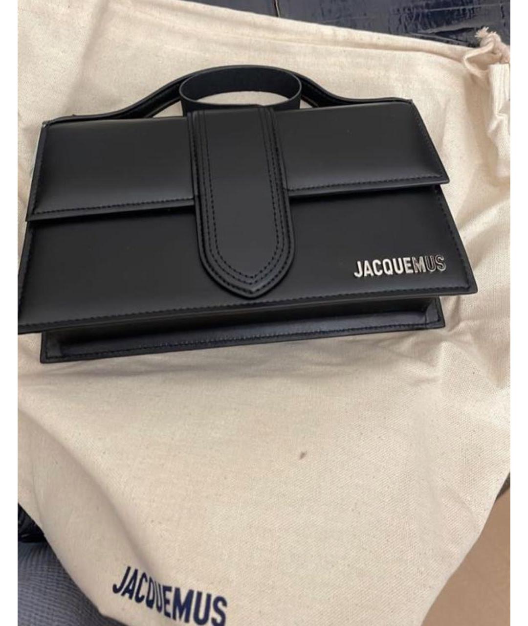 JACQUEMUS Черная кожаная сумка с короткими ручками, фото 7