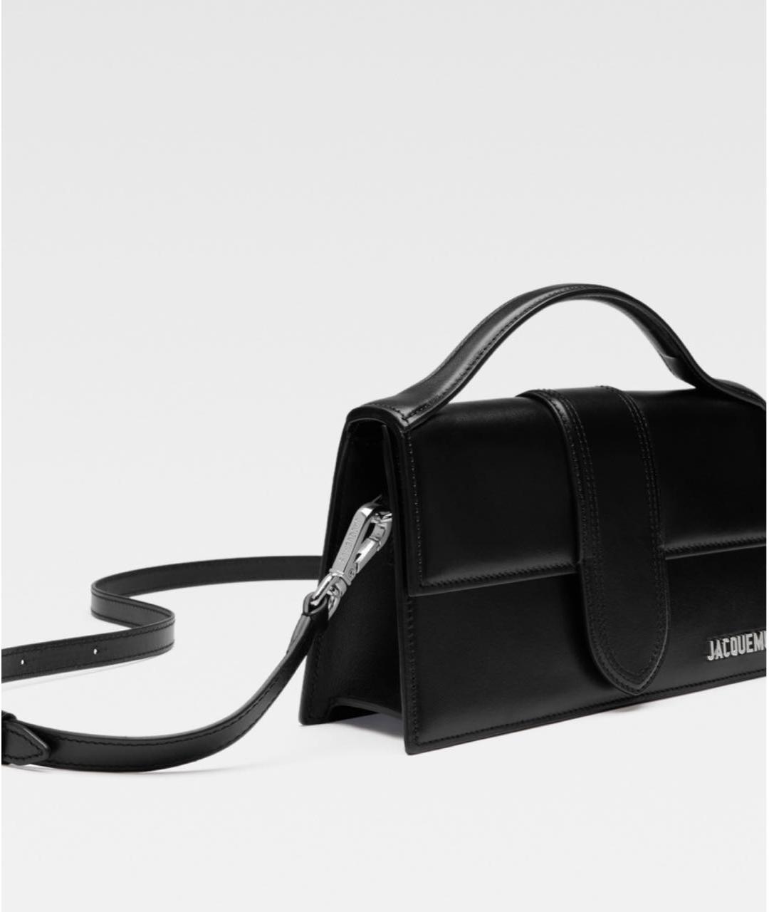 JACQUEMUS Черная кожаная сумка с короткими ручками, фото 2