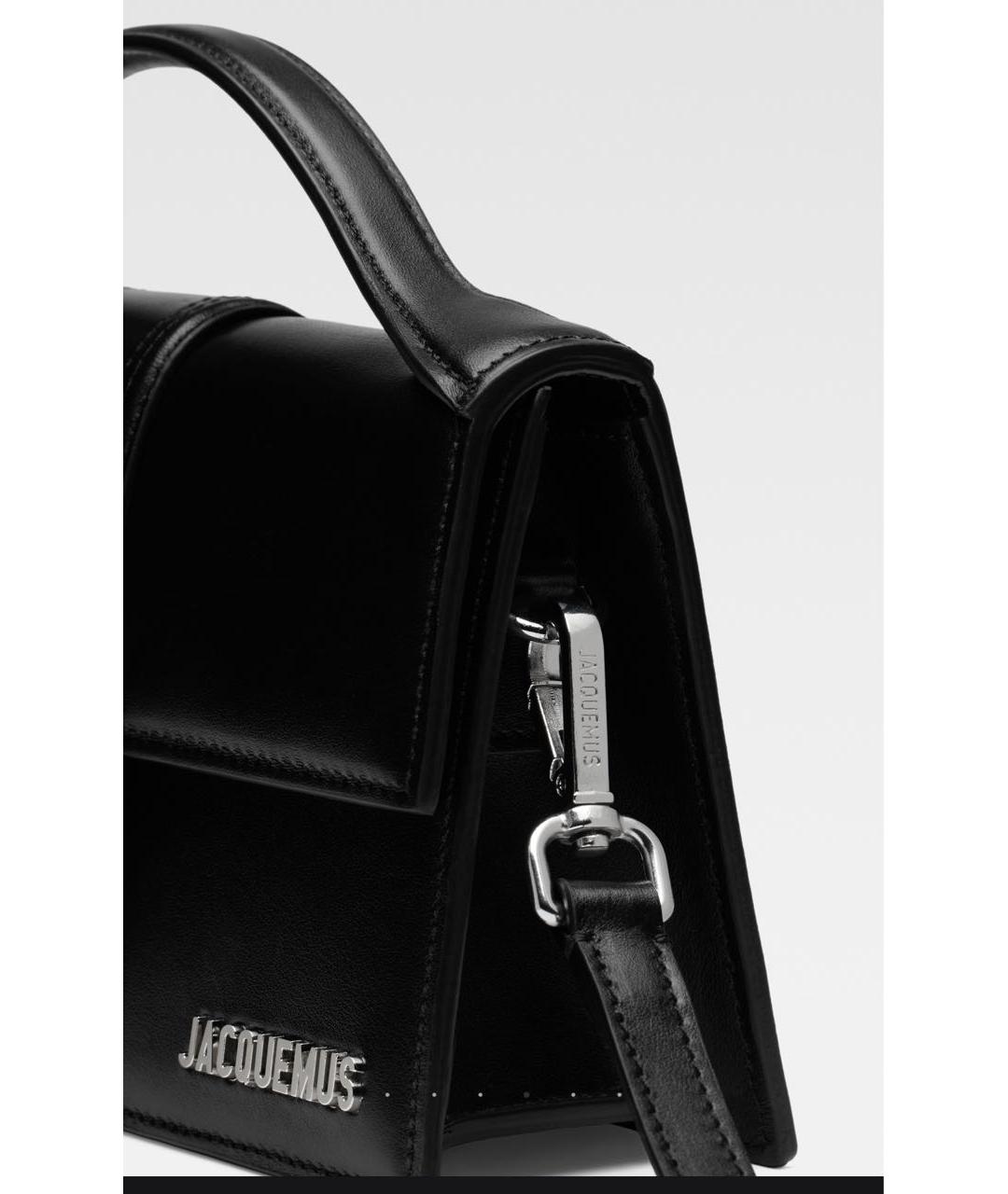JACQUEMUS Черная кожаная сумка с короткими ручками, фото 4