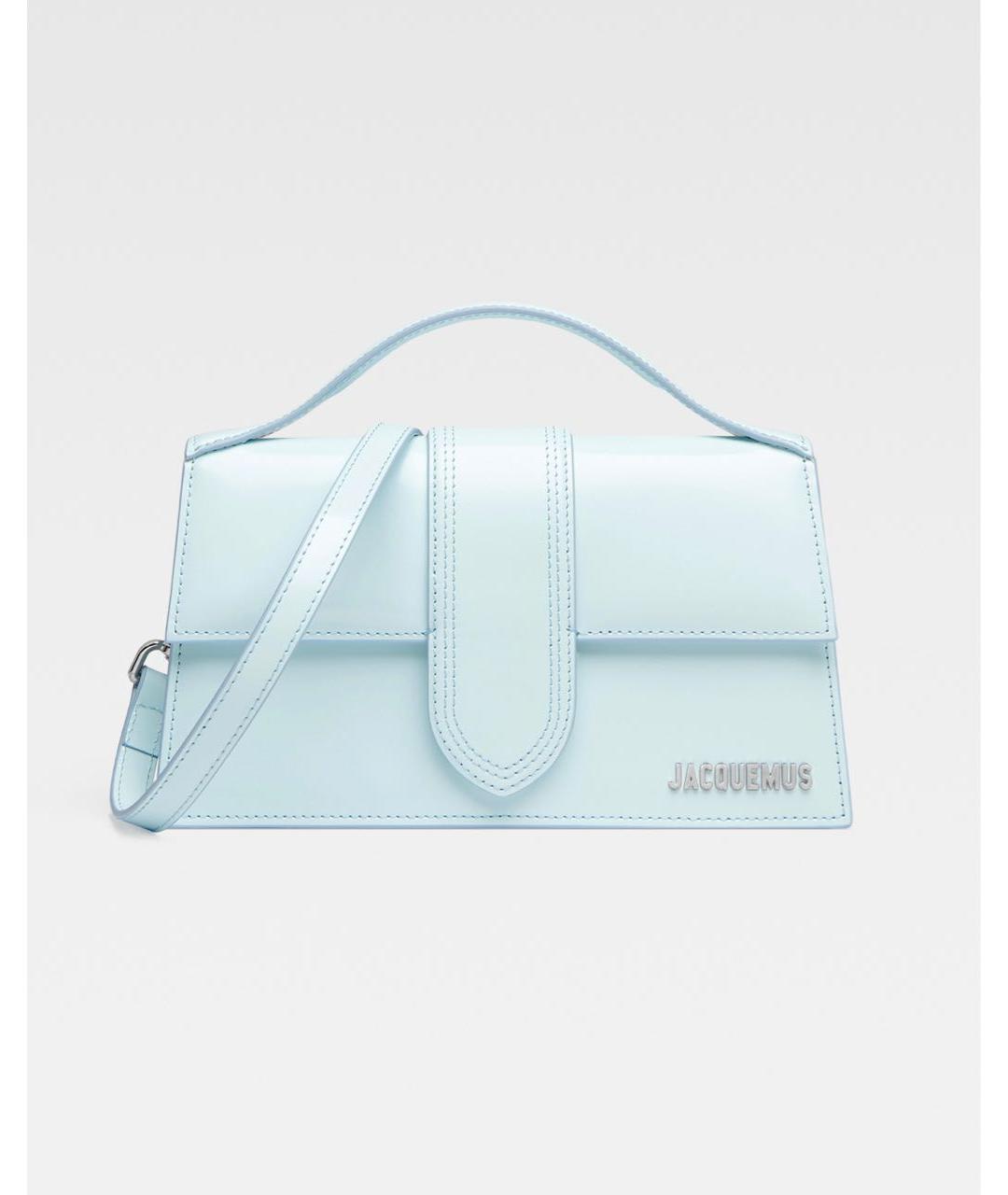 JACQUEMUS Голубая сумка с короткими ручками из лакированной кожи, фото 2