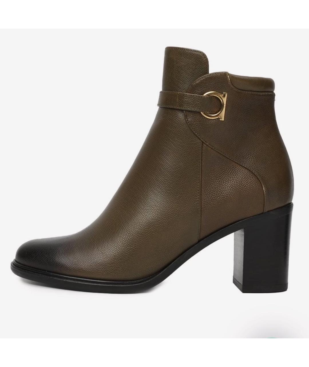 FERRAGAMO Коричневые кожаные ботильоны, фото 6