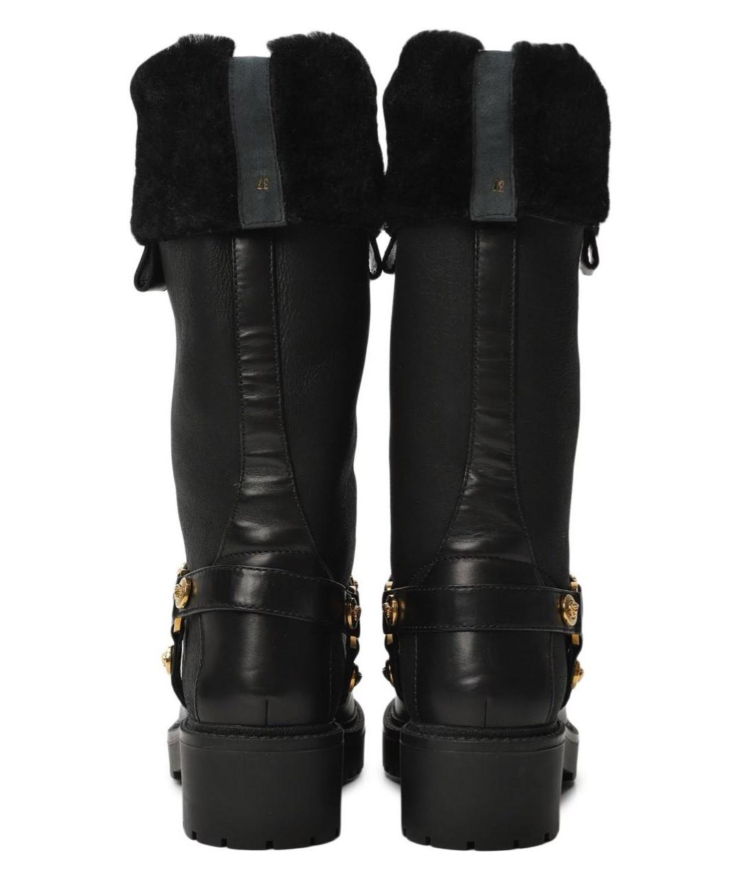 VERSACE Черные кожаные сапоги, фото 4