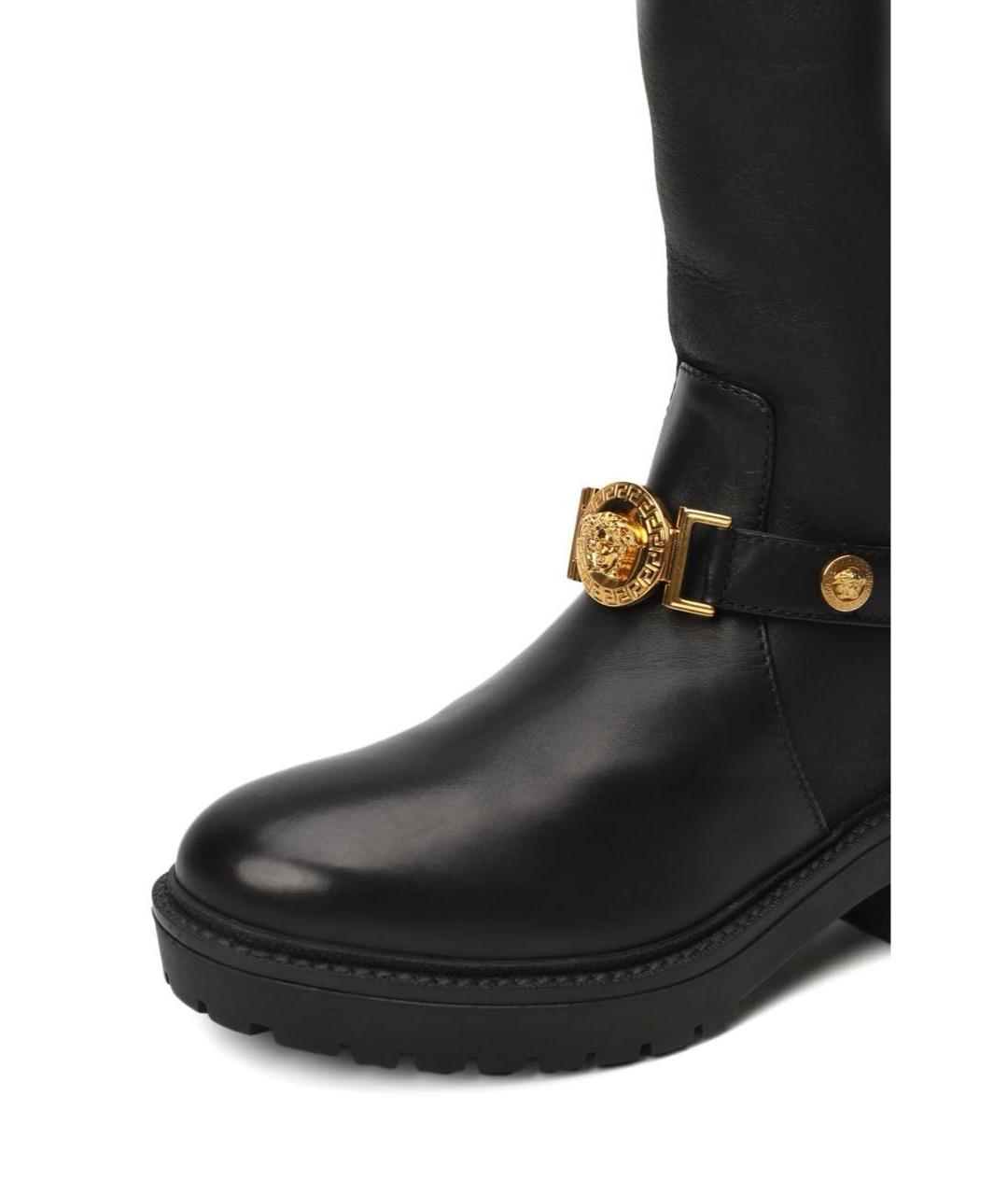 VERSACE Черные кожаные сапоги, фото 5