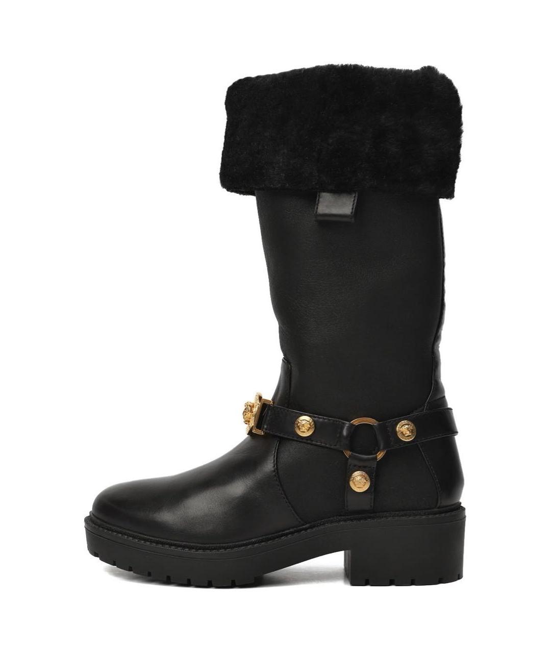 VERSACE Черные кожаные сапоги, фото 6