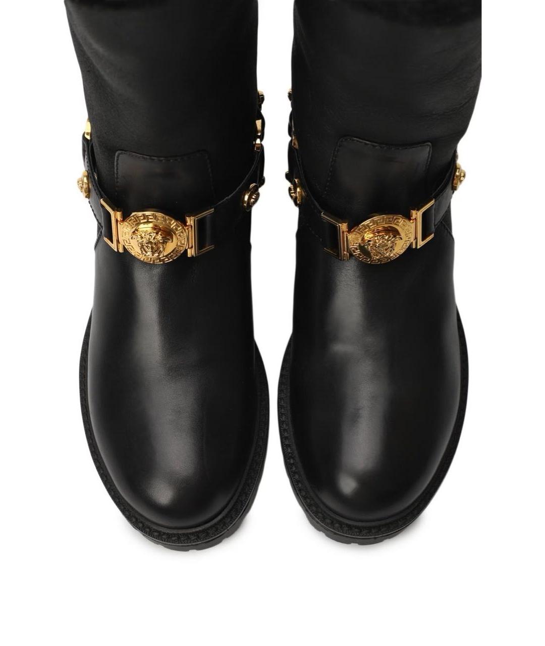 VERSACE Черные кожаные сапоги, фото 3