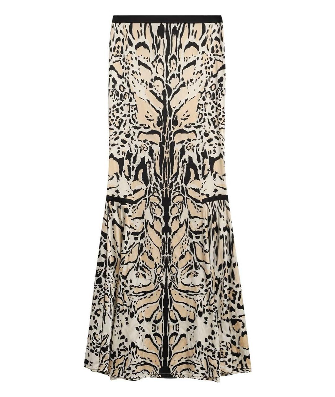 ROBERTO CAVALLI Коричневая шелковая юбка макси, фото 1