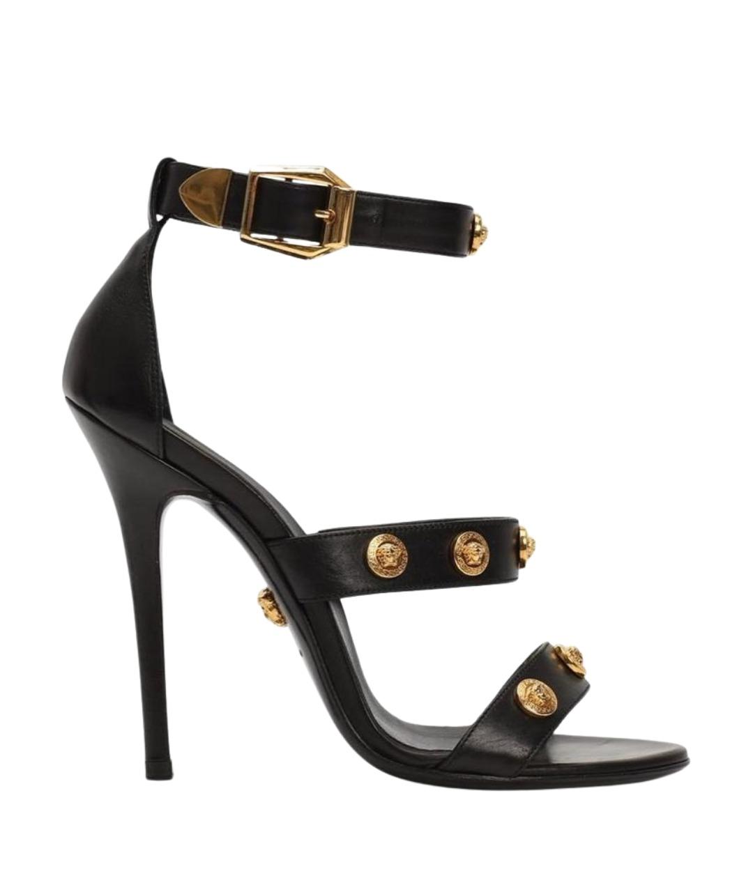 VERSACE Черные кожаные босоножки, фото 1