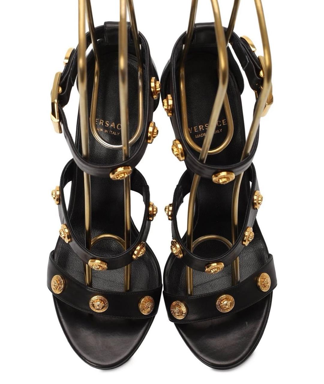 VERSACE Черные кожаные босоножки, фото 3