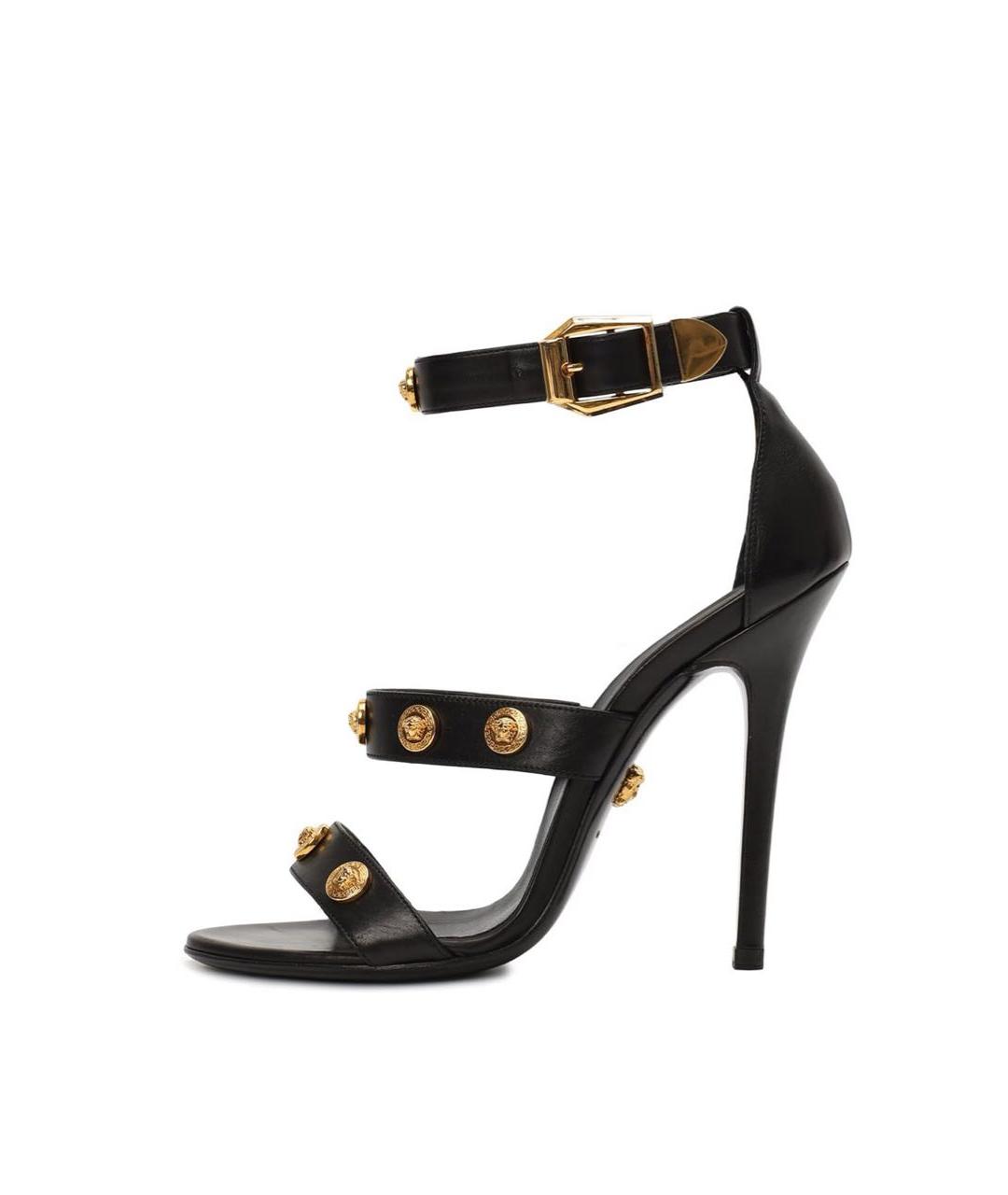 VERSACE Черные кожаные босоножки, фото 6