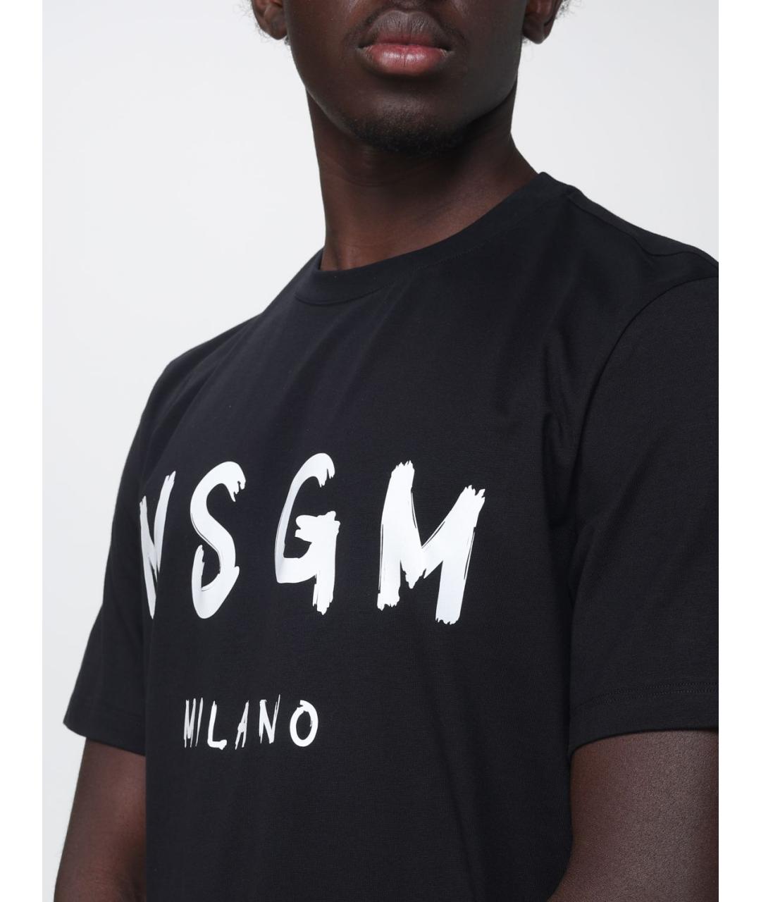 MSGM Черная хлопковая футболка, фото 3