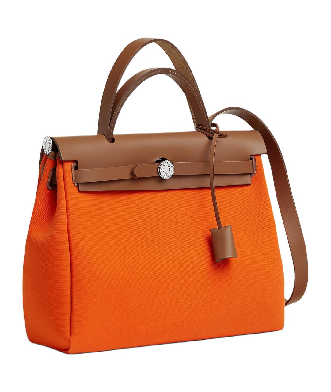 HERMES Оранжевая сумка через плечо из канвы, фото 2