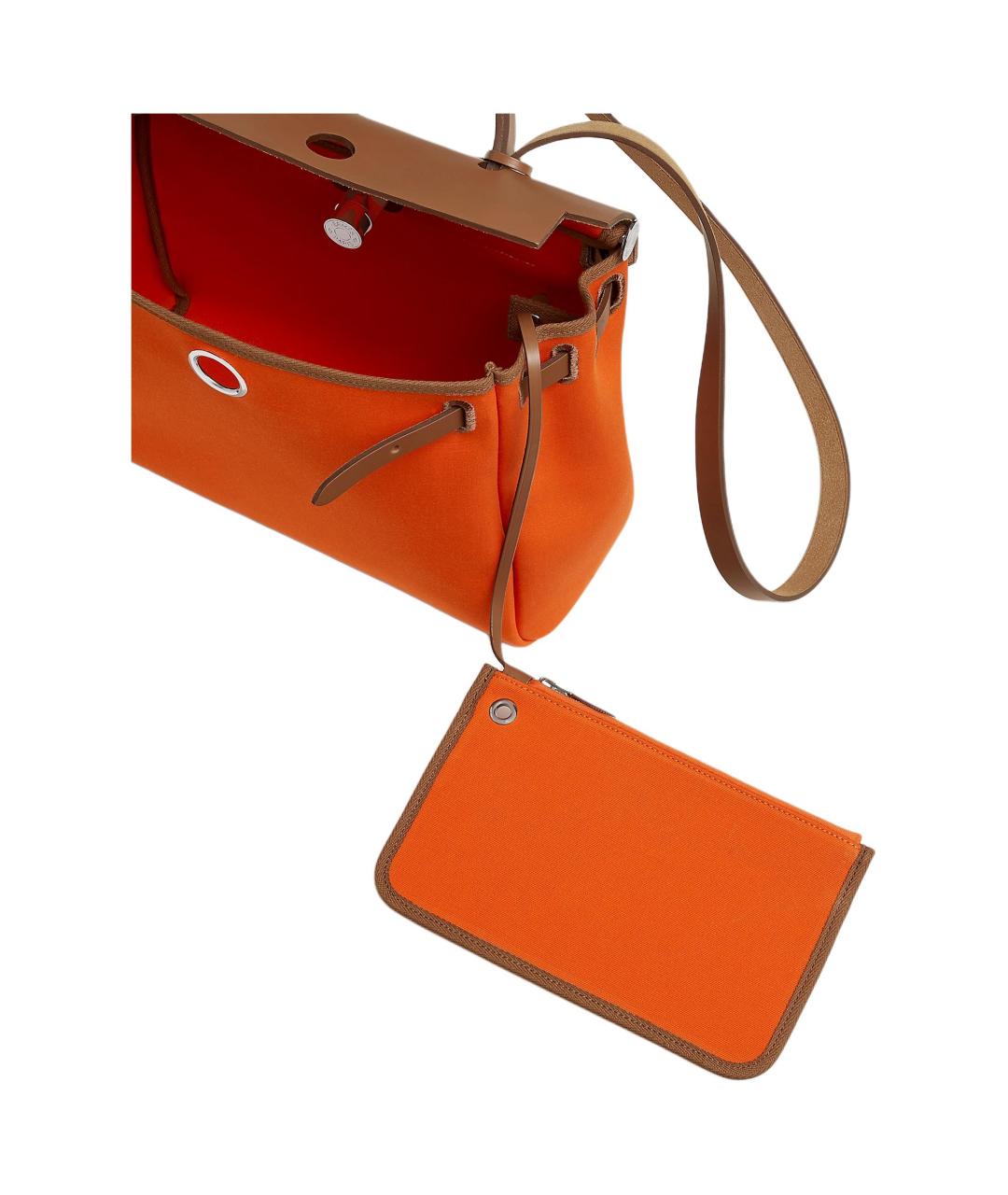 HERMES Оранжевая сумка через плечо из канвы, фото 4