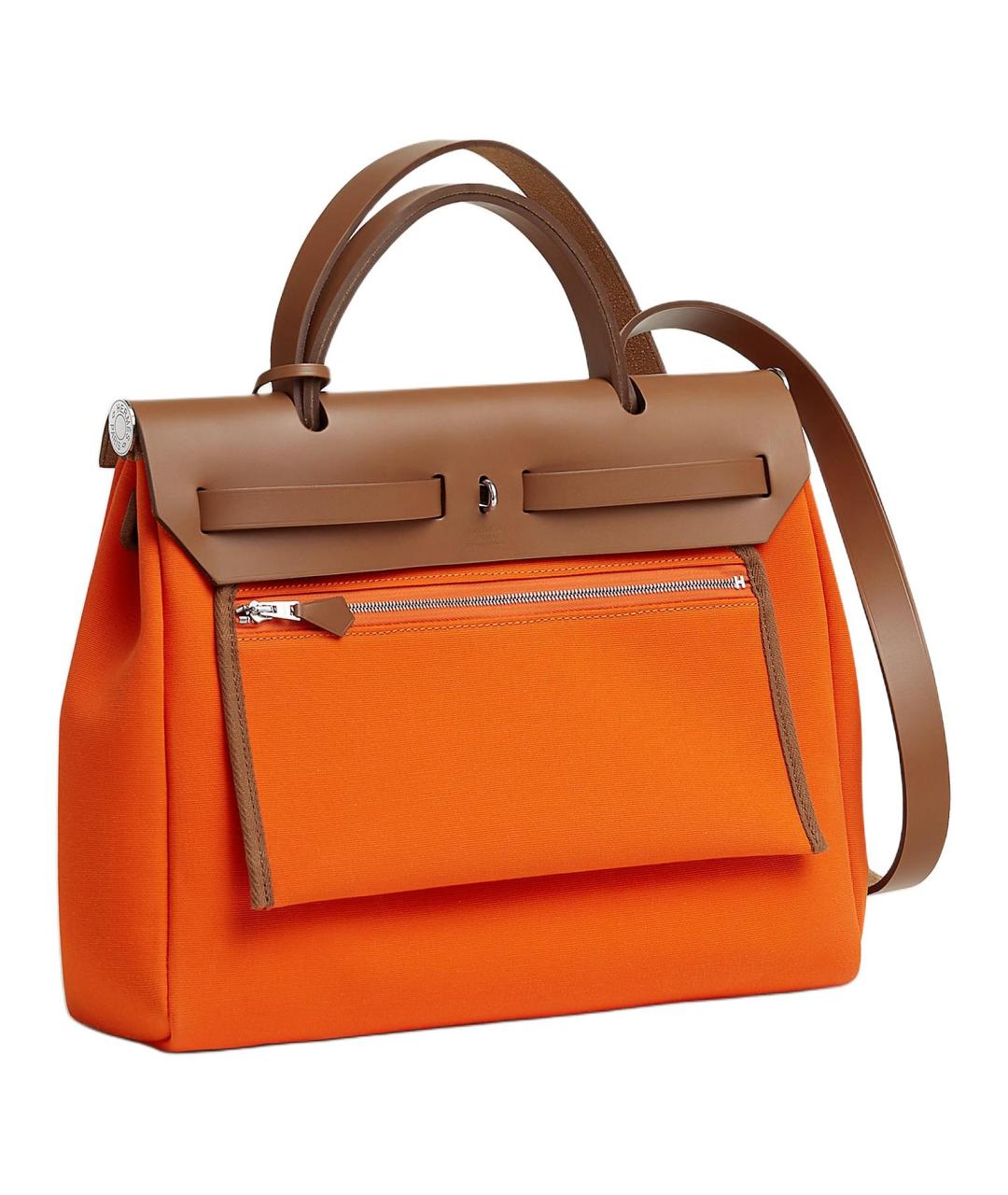 HERMES Оранжевая сумка через плечо из канвы, фото 3
