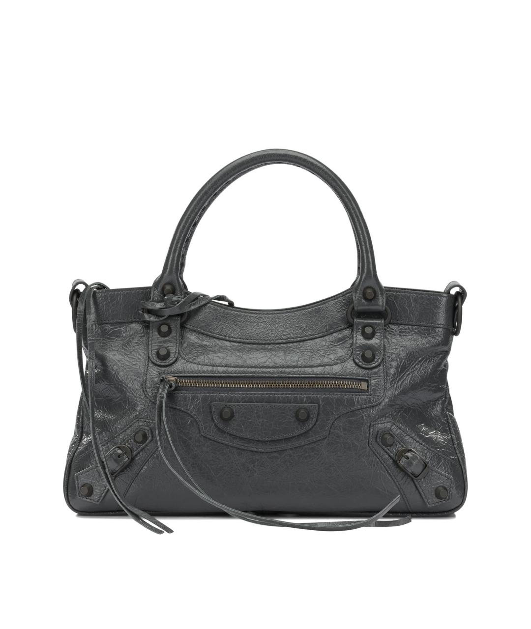 BALENCIAGA Серая кожаная сумка тоут, фото 6