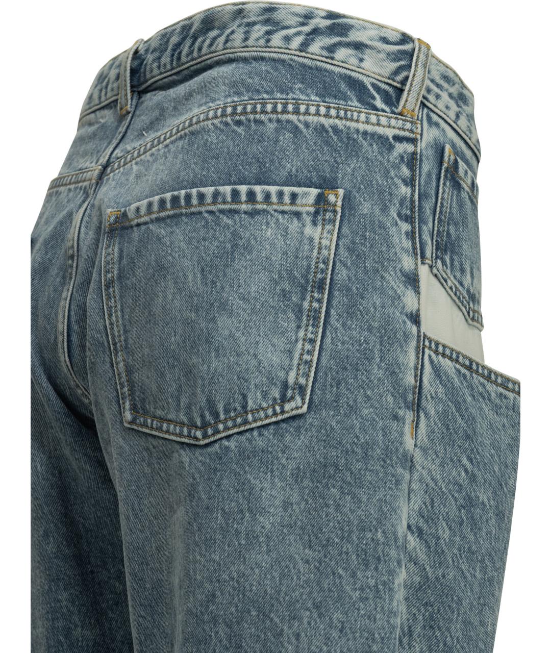MAISON MARGIELA Голубые хлопковые прямые джинсы, фото 4