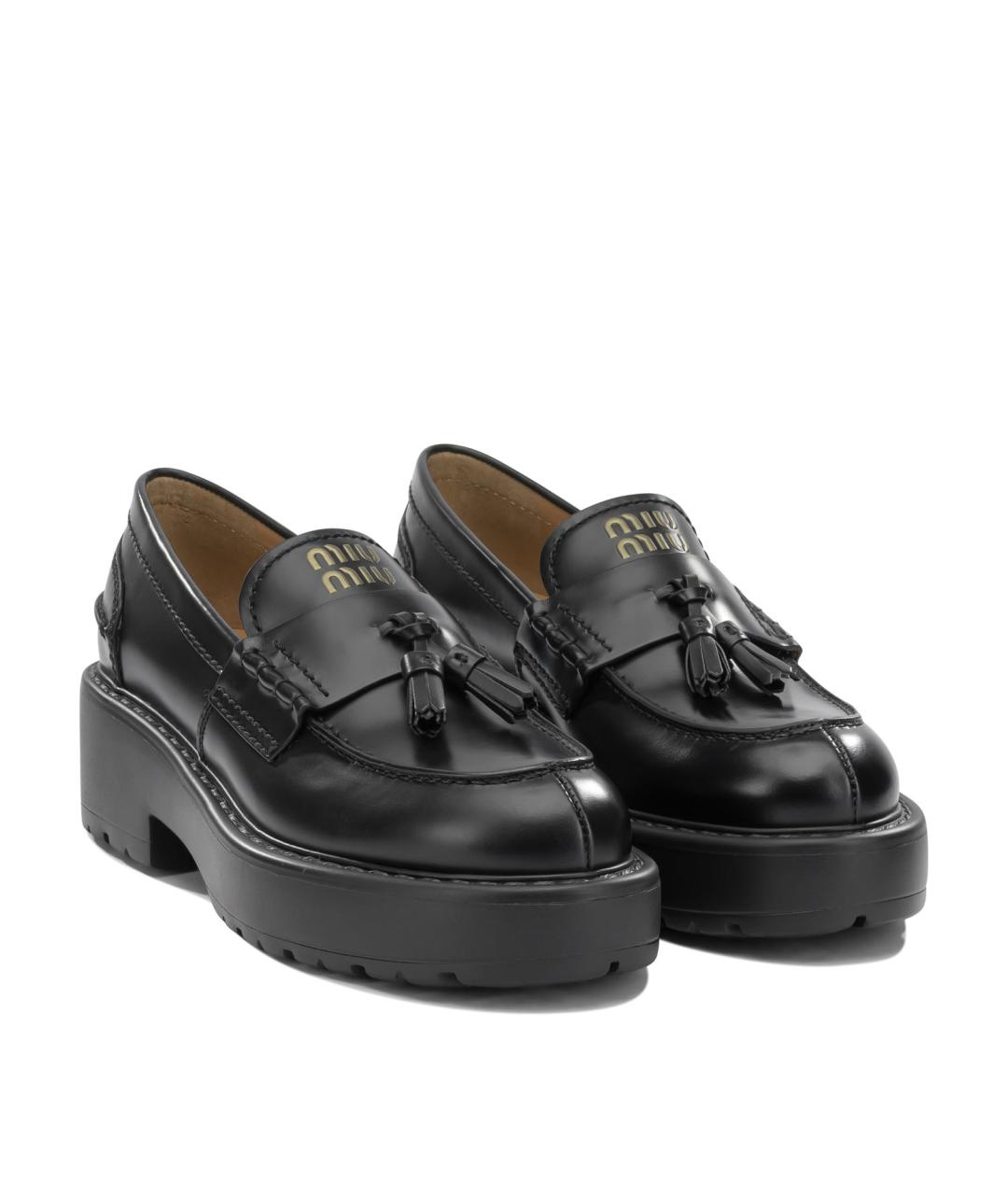 MIU MIU Черные кожаные лоферы, фото 2