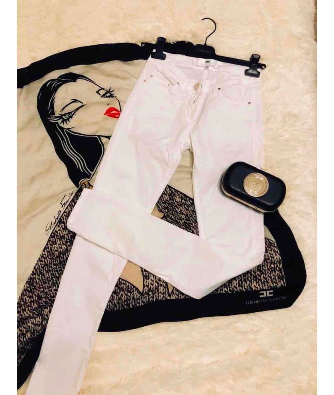 ELISABETTA FRANCHI Белые хлопко-эластановые джинсы слим, фото 5