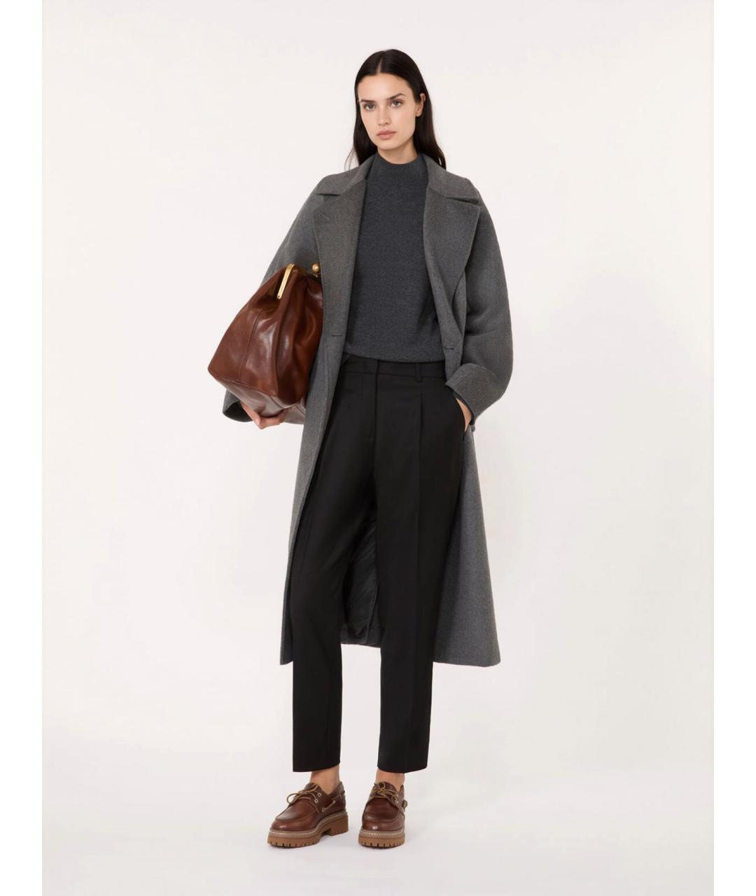 WEEKEND MAX MARA Серое шерстяное пальто, фото 2
