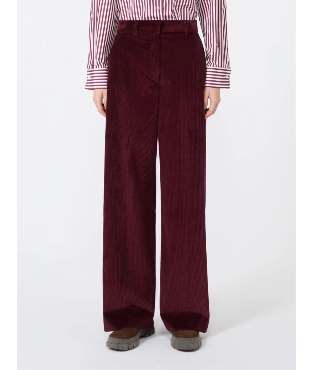 WEEKEND MAX MARA Бордовые хлопковые брюки широкие, фото 3