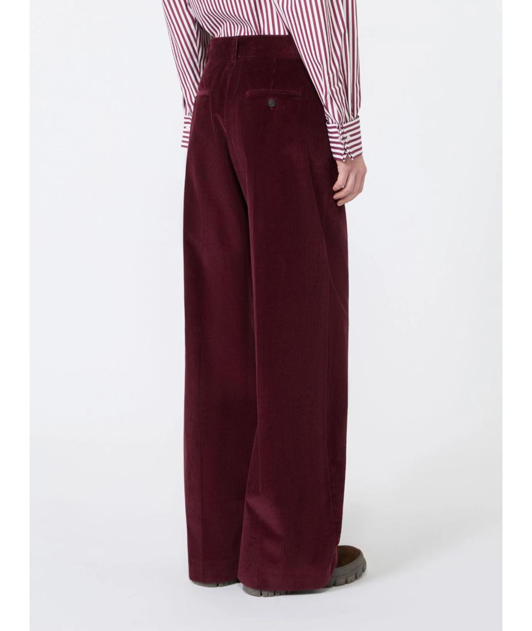 WEEKEND MAX MARA Бордовые хлопковые брюки широкие, фото 4