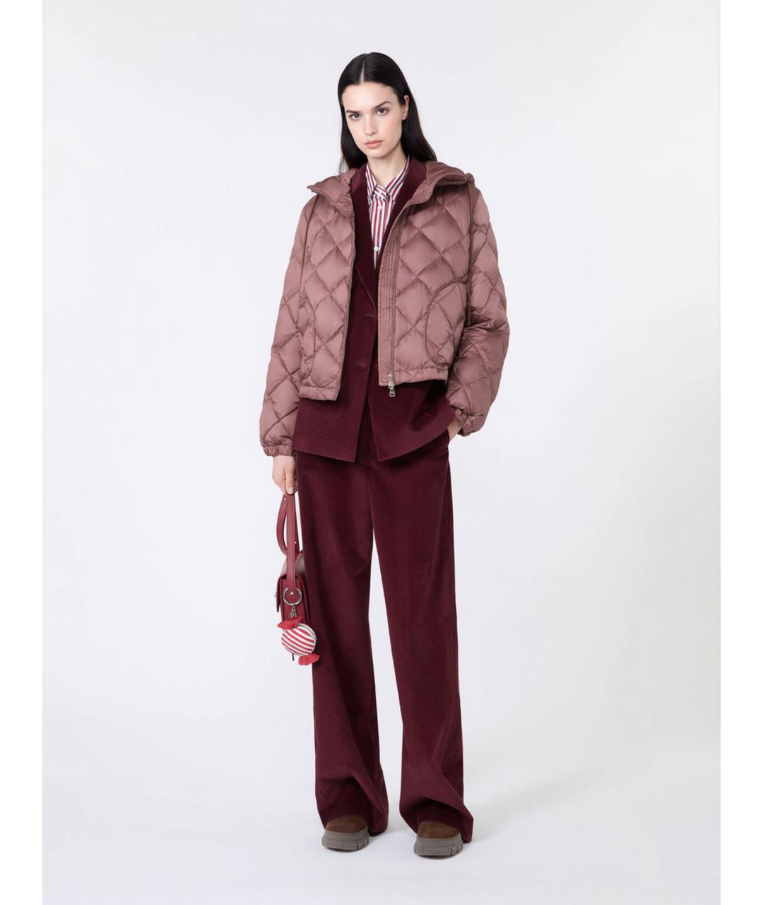 WEEKEND MAX MARA Бордовые хлопковые брюки широкие, фото 2