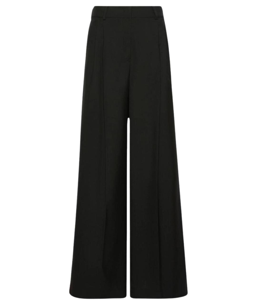 WEEKEND MAX MARA Черные шерстяные брюки широкие, фото 1
