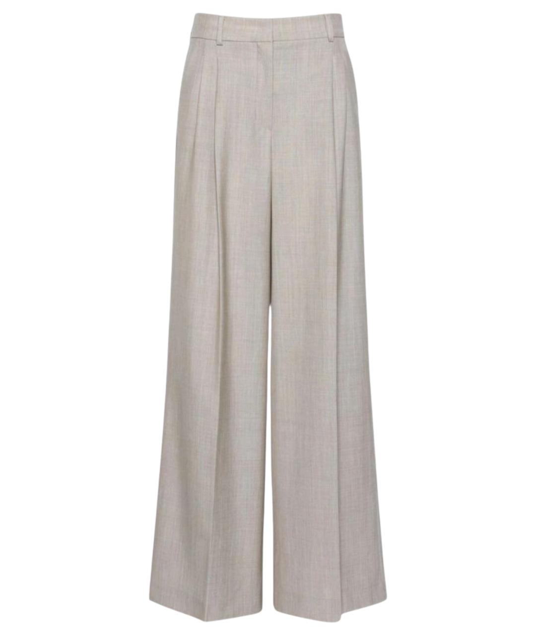 WEEKEND MAX MARA Серые шерстяные брюки широкие, фото 1