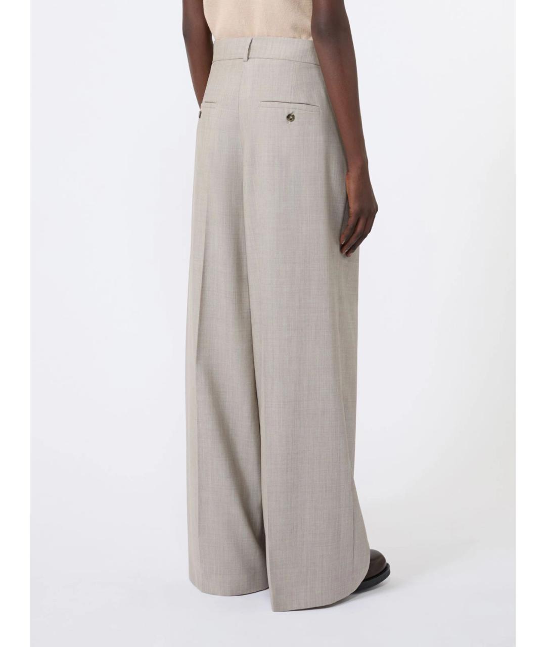 WEEKEND MAX MARA Серые шерстяные брюки широкие, фото 4